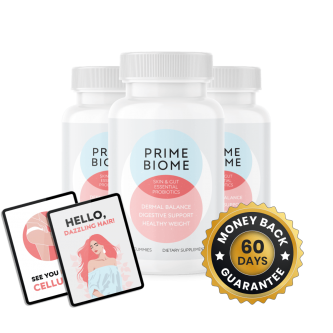 PrimeBiome bottles, guide, and guarantee seal